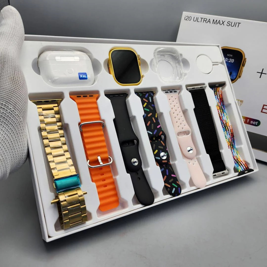 i20 Ultra Max Suit 10 IN 1 Set (Watch+Airpods)